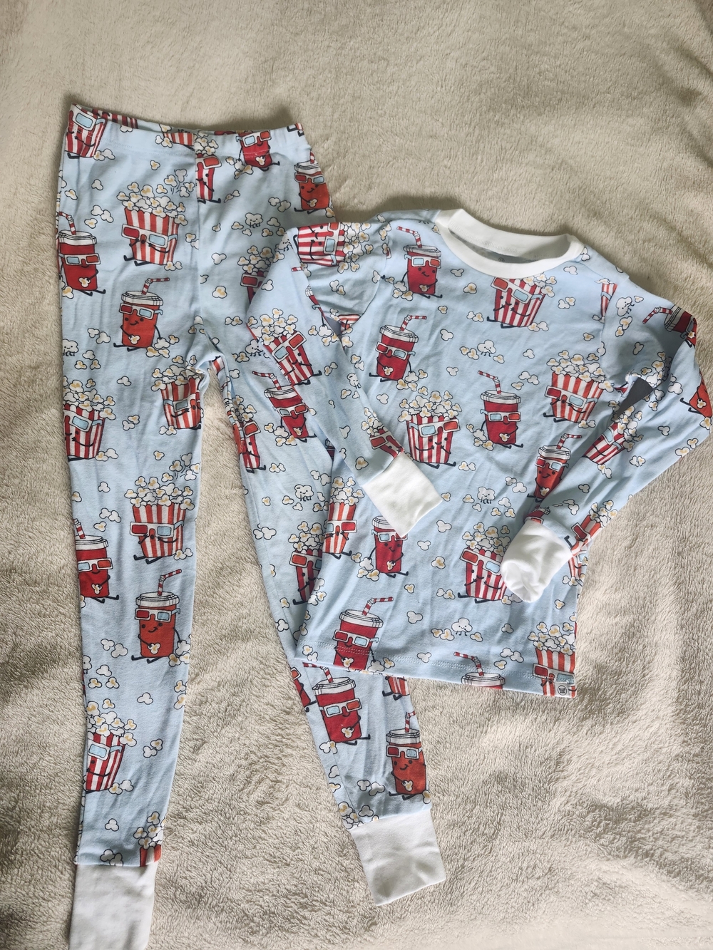 The Honest Company Light Blue Kids Popcorn & Soda Pajama Set
